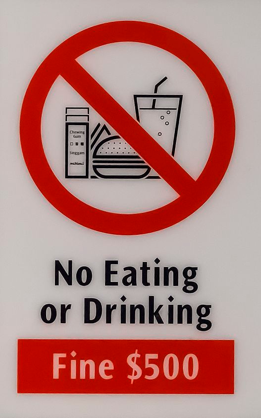No Eating or Drinking sign